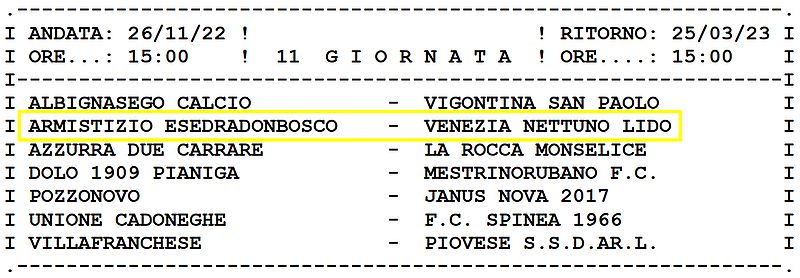 11^ Giornata calcio Armistizio Esedra don Bosco Padova Juniores Elite U19 Girone C SS 2022-2023